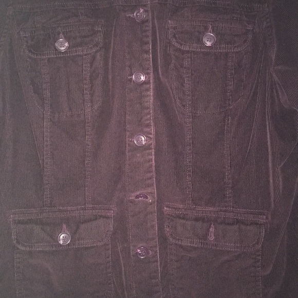 Ladies cord jean jacket burgundy color 1X - Picture 3 of 5